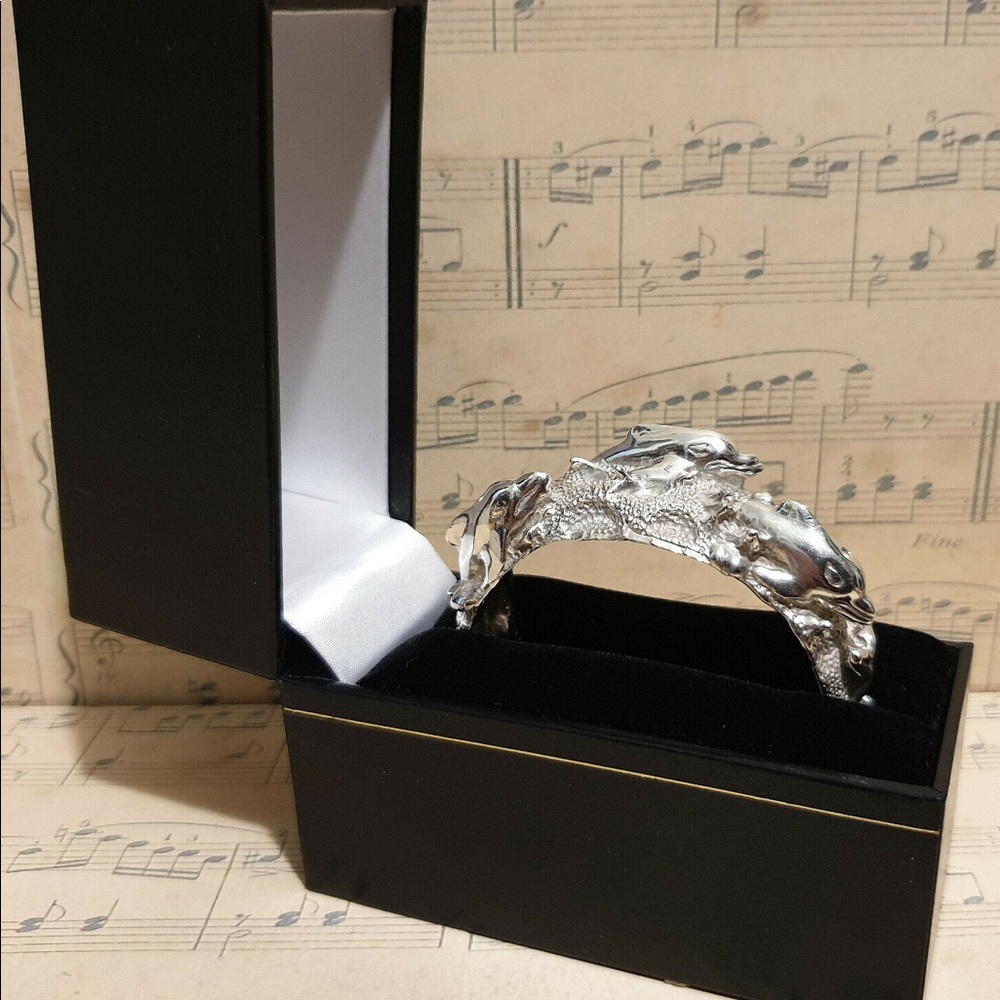 Mexican Solid Sterling Silver Bracelet Dolphins - image 8